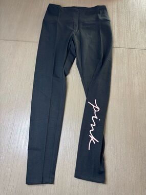 PINK Victoria's Secret Black Leggings with Pink Script